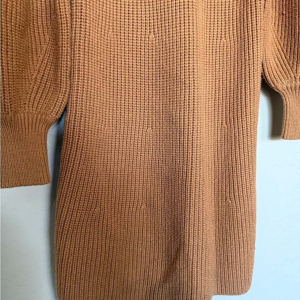 STAUD Marylebone Camel Long Sleeve Crewneck Knit Sweater Dress Size Large - Picture 4 of 11